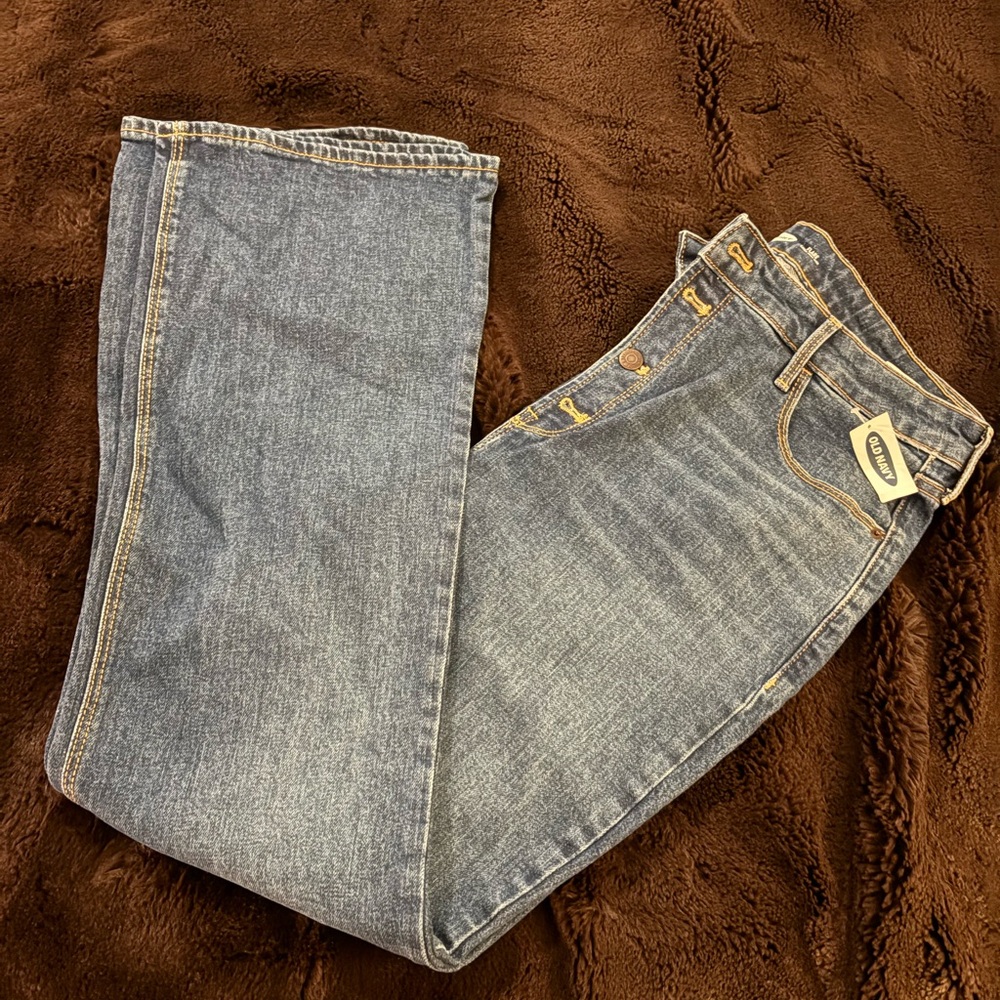 Old Navy Dark Blue Flare Jeans with Contrast Stitching - Picture 4 of 4